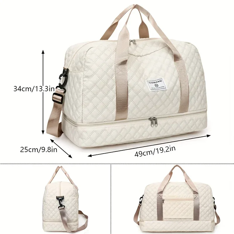 sac de voyage léger à motif losanges, sac de sport et de fitness de grande capacité, sac de week-end portable pour la nuit.