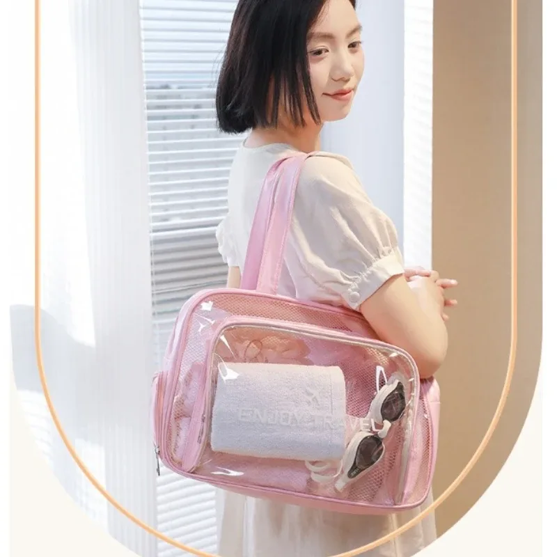 sac de lavage fitness à séparation humide et sèche, sac de rangement de voyage polyvalent, sac à cosmétiques portable en pu imperméable, 1 pièce, nouveau
