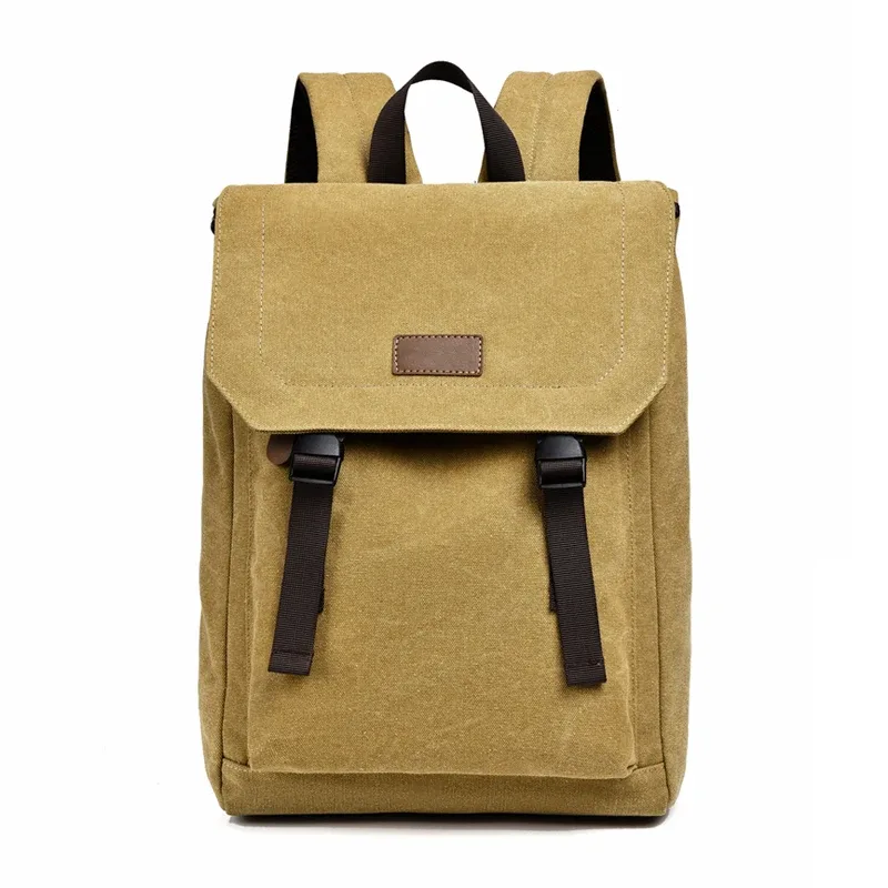 sac à dos en toile pour hommes, sac de grande capacité de style rétro avec sangles à boucle