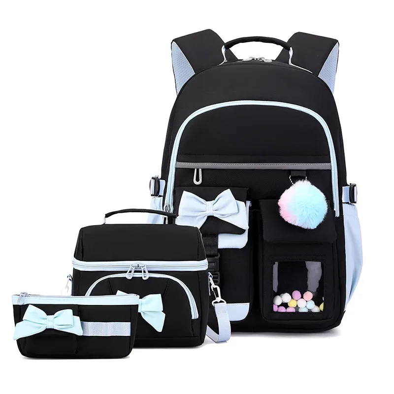 ensemble de 3 sacs à dos pour écolières, sac à déjeuner, trousse à crayons, sacs d'école pour filles adolescentes, sacs de voyage pour livres