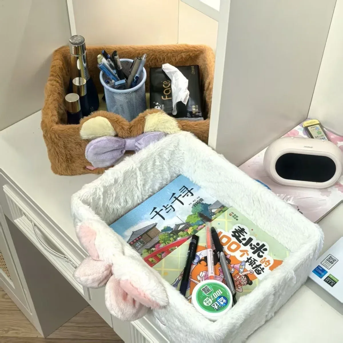 mignon organisateur de bureau en peluche grande taille pour enfants et femmes, motif ours rilakkuma korilakkuma, boîte à maquillage et sacs cosmétiques