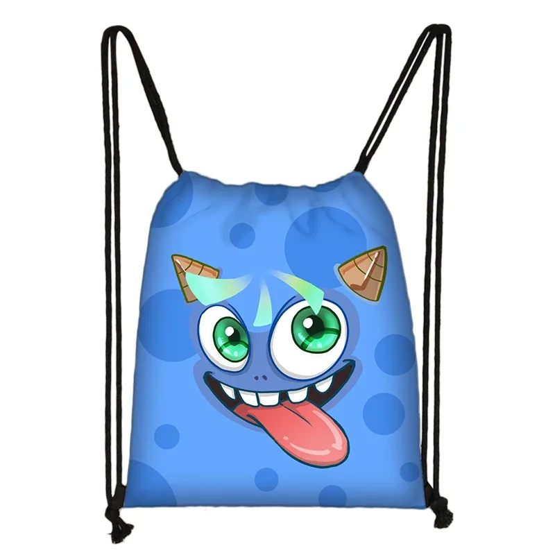sac à dos avec imprimé visage de monstre amusant pour femmes et hommes, sac à cordon kawaii, sac à dos de sport en plein air, sacs de rangement pour adolescents, sac à livres de voyage