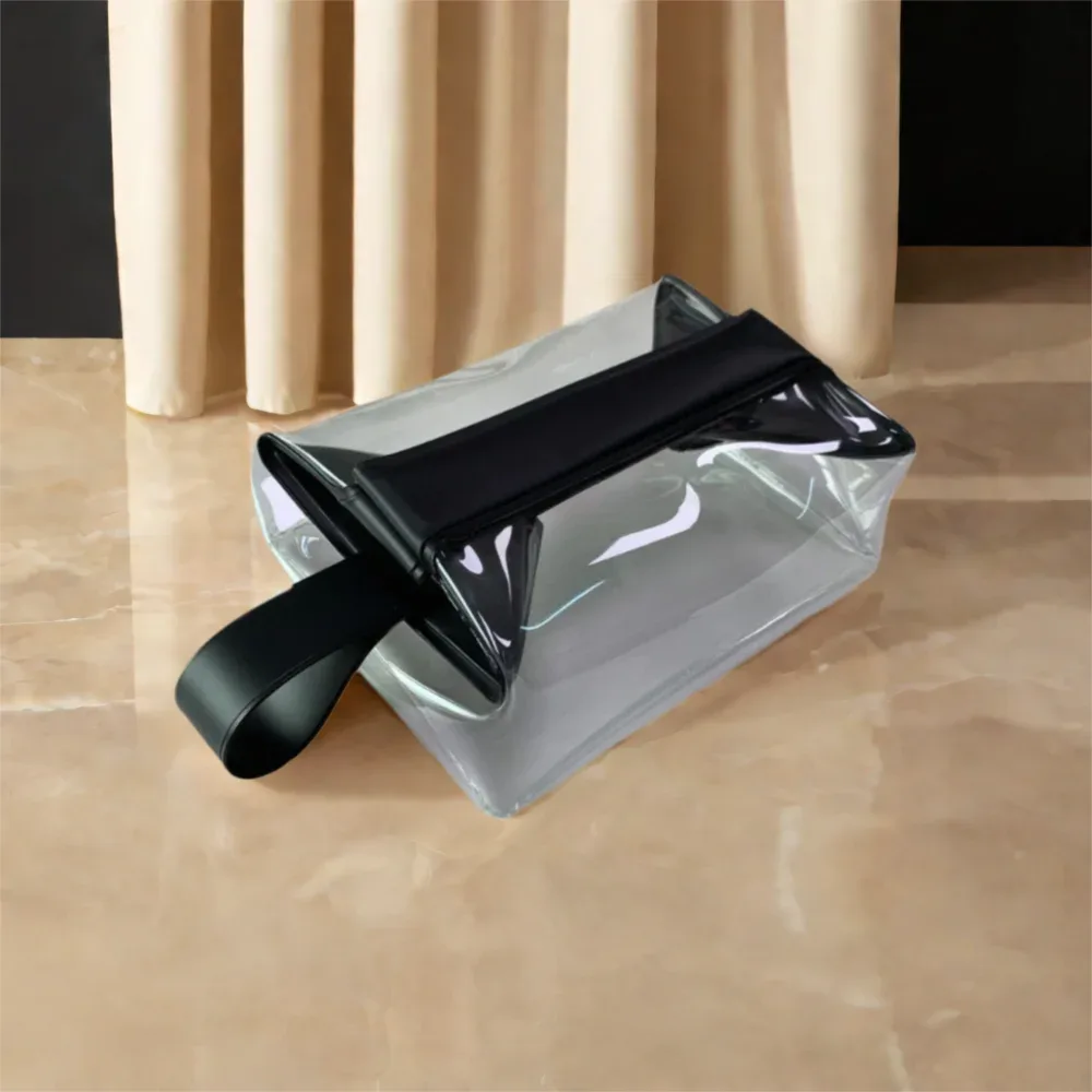 Trousses de toilette transparentes avec fermeture magnétique, trousse de maquillage anti-fuite, pochette cosmétique en PVC de grande capacité pour femmes et hommes, voyage