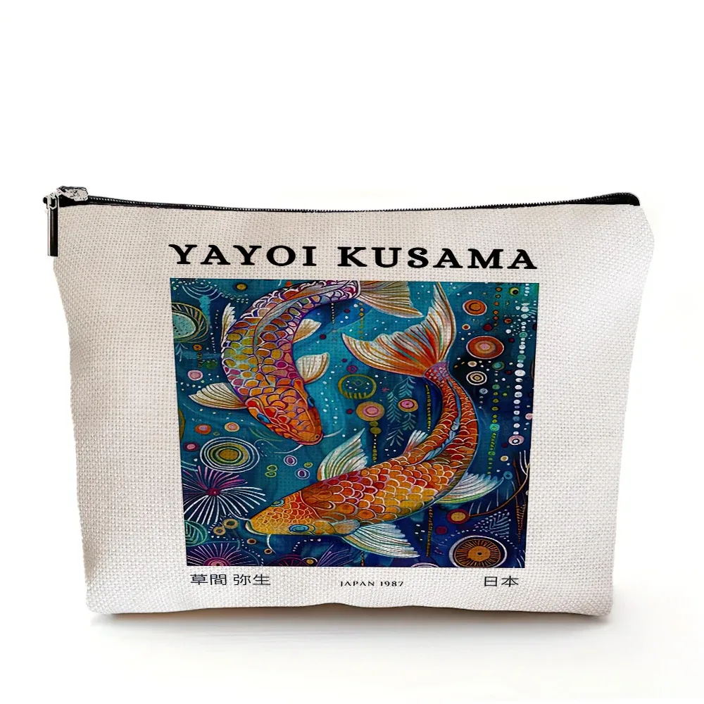 yayoi kusama dame sac à main de mariage sacs de maquillage art japonais fille sac cosmétique double impression femmes organisateur de voyage portefeuille enfant
