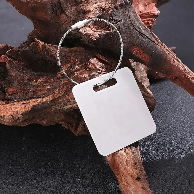 1 porte-clés en acier inoxydable avec boucles en fil d'acier robustes, pour sac à dos, bagages, porte-clés carré