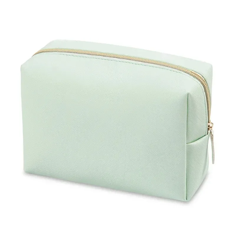 trousse de maquillage brodée personnalisée, portable en cuir pu saffiano, kits de cosmétiques de toilette imperméables pour hommes et femmes, logo avec nom personnalisé
