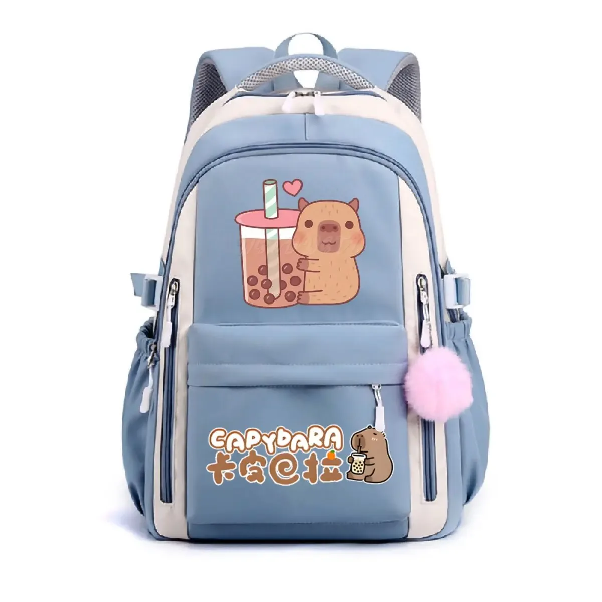 sac à dos d'école pour filles mignon capybara & bubble tea imprimé cartables femmes filles sacs d'école décontractés sac à dos de voyage à la mode