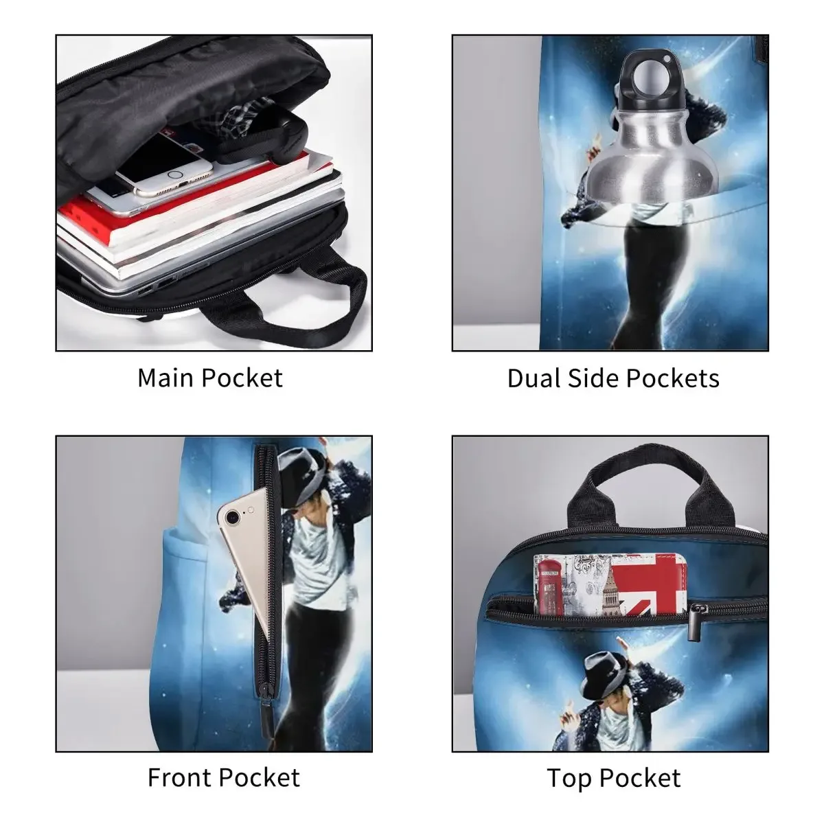 sac à dos michael jackson pour musiciens, chanteurs et danseurs, sac à livres pour étudiants, sac d'école pour enfants, sacs à bandoulière pour ordinateur, pour garçons et filles