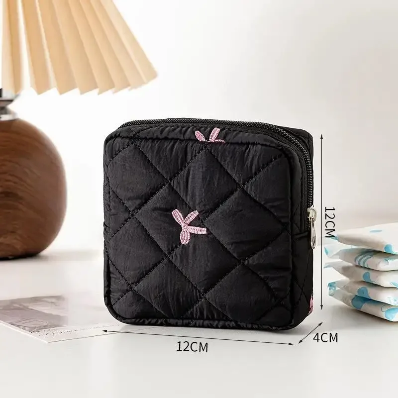 sacs de rangement pour serviettes hygiéniques mignons et de grande capacité, sacs à nœuds de dessin animé portables, organiseur de tampons pour les règles des filles, pochette