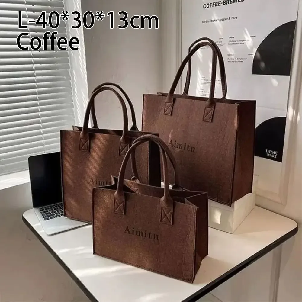 sac à bandoulière en feutre décontracté grande capacité, sac messager s/m/l, sac à main simple de couleur unie pour femme