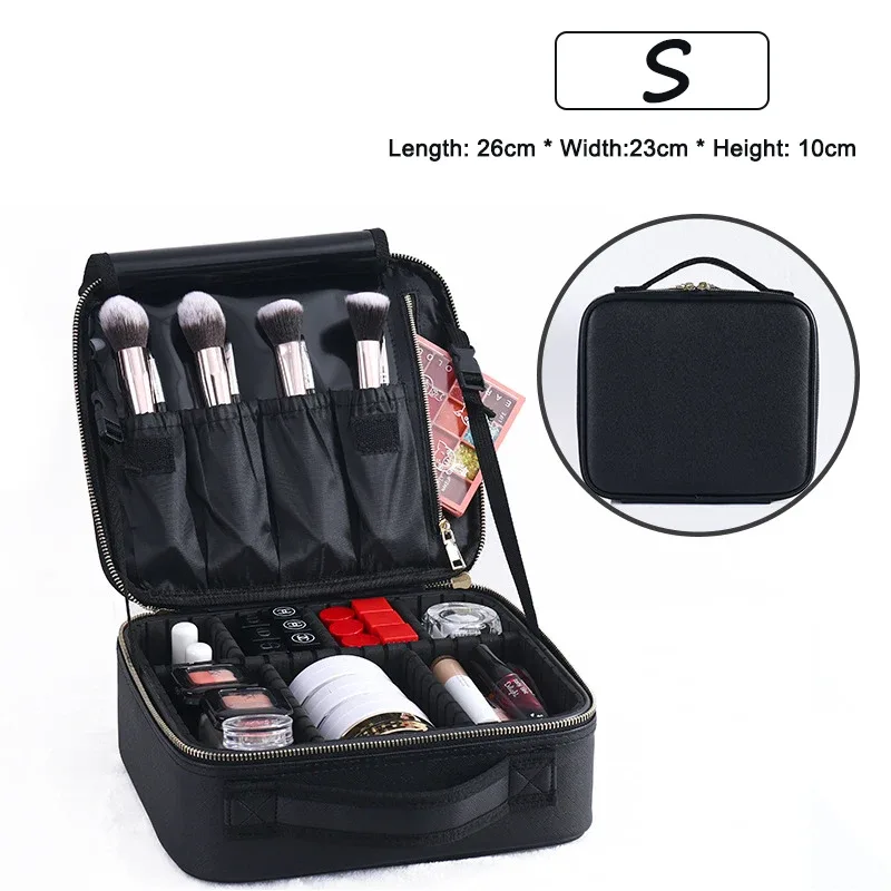 trousse à cosmétiques professionnelle pour femme, sacs à cosmétiques en cuir, oxford imperméable, grande capacité, étui de maquillage de voyage pour maquilleuse