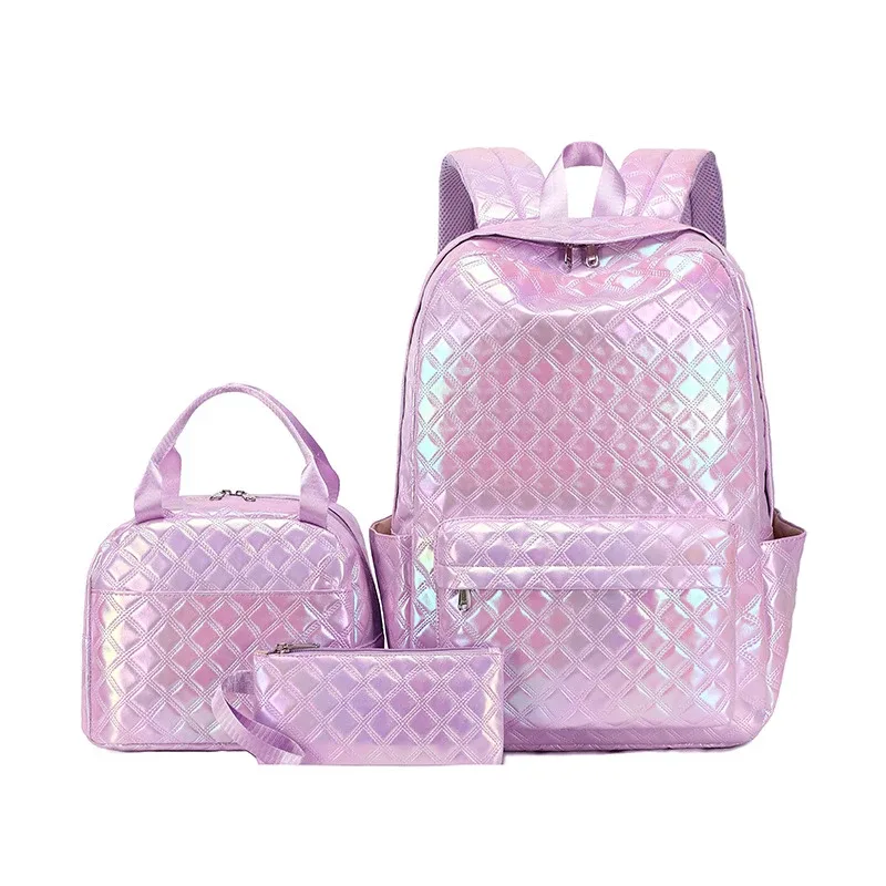 sac d'école étanche pour enfant et adolescente, interrupteur sac à dos avec déjeuner et trousse à crayons, ensemble de 3 pièces