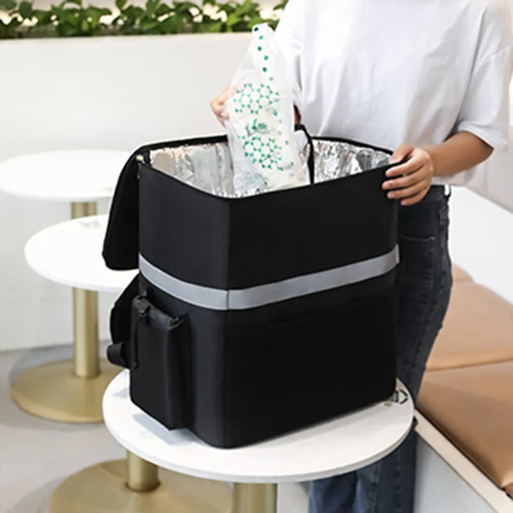 sac à dos de livraison isolé-sac de livraison de nourriture thermique pour les pilotes, sac à dos d'extérieur et d'épicerie de grande capacité 30l