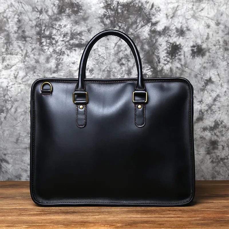 nzpj porte-documents en cuir pour hommes sac à main rétro couche supérieure en peau de vache pochette d'ordinateur sac à bandoulière en cuir de cheval fou sac de luxe