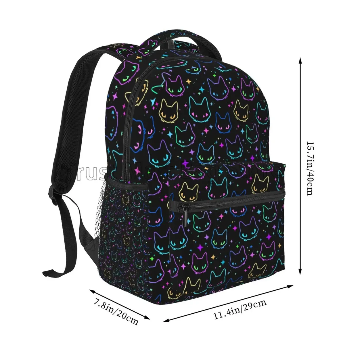Sac à dos têtes de chat colorées avec étoile brillante pour filles et garçons, cartable léger pour étudiants, sac à dos de voyage pour ordinateur portable, sac à dos de randonnée