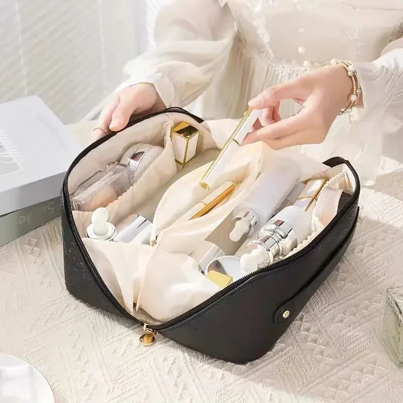 sac de voyage zippé grande capacité pour femme, motif floral vintage, sac fourre-tout, pochette de rangement portable pour maquillage et cosmétiques, trousse de toilette