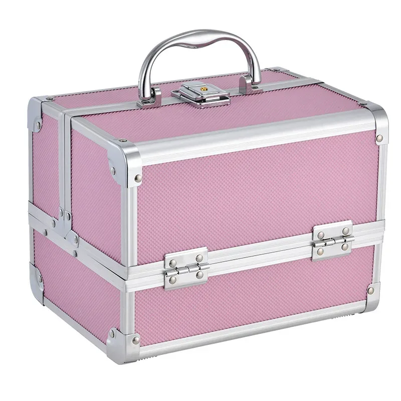 valise de maquillage à 3 plateaux, boîte de rangement cosmétique verrouillable avec miroir, boîte de rangement portable pour le maquillage en voyage