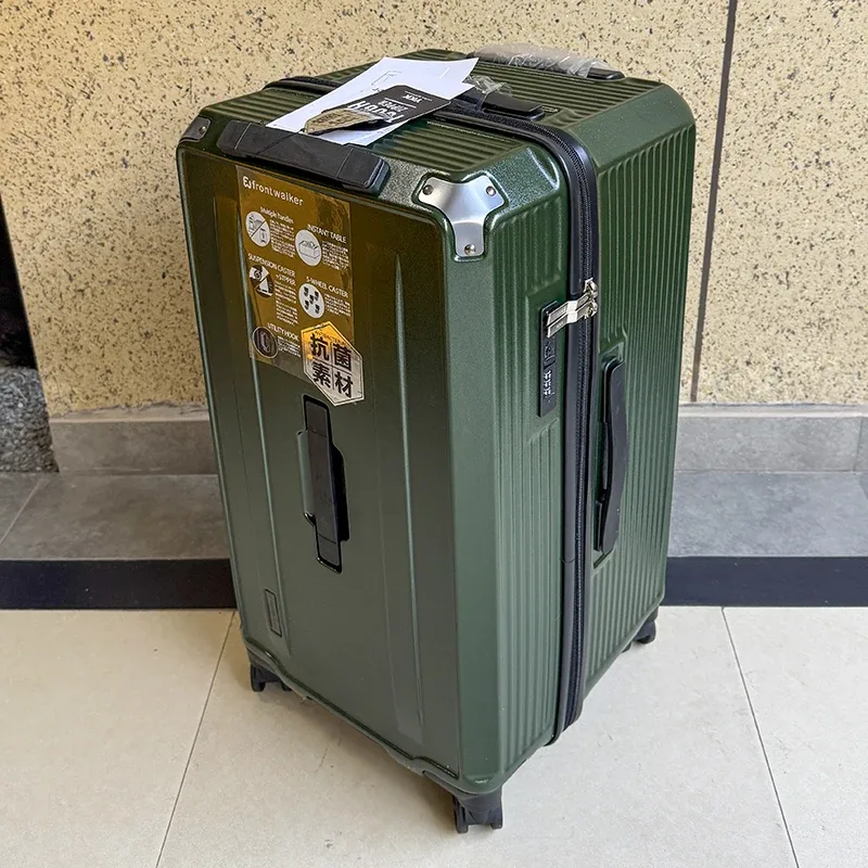 valise de voyage antidéflagrante à cinq roues avec frein, grande taille 36/38/40/50 pouces, matériau pc épais, boîtier de chariot à fermeture éclair