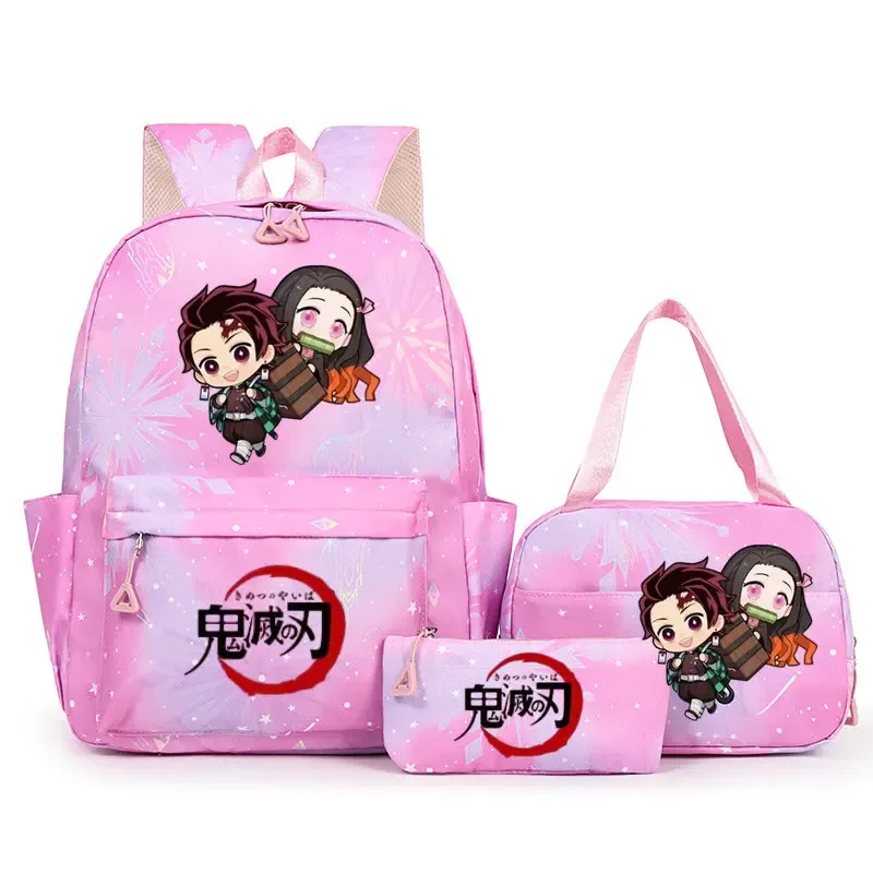 sac à dos demon slayer nezuko kamado pour adolescents, cartable de grande capacité avec sac à bandoulière pour usage quotidien, pour filles et femmes, mochilas de voyage