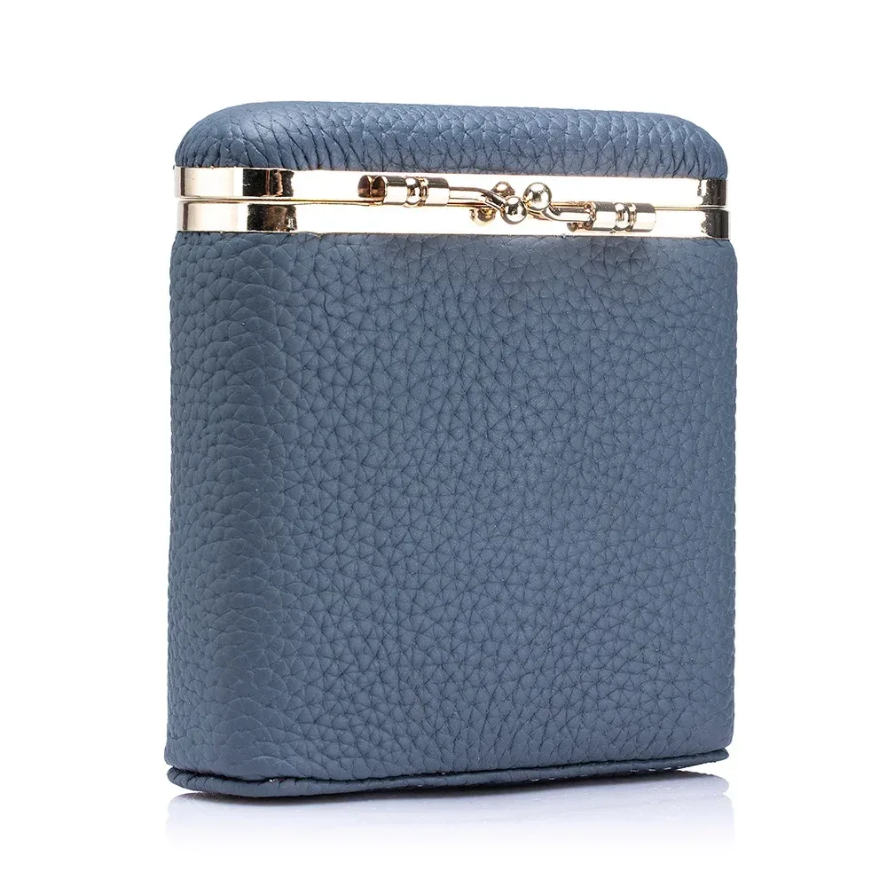 mini trousse de maquillage portable en cuir simple pour femmes, rangement miroir, usage personnel, petits étuis à rouge à lèvres, sacs à cosmétiques