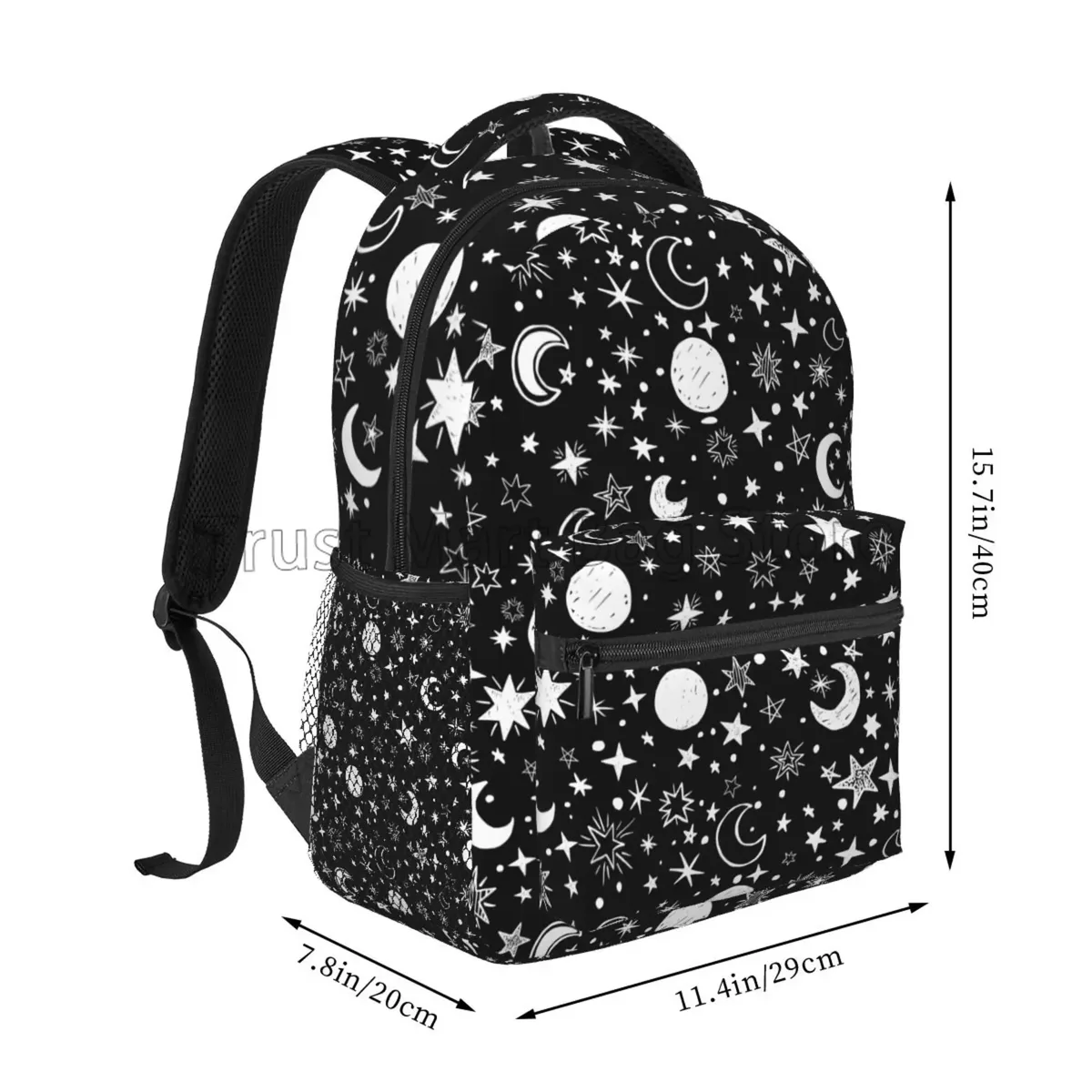 Sac à dos pour ordinateur portable étoiles et lunes dessinées à la main pour garçons et filles, sac de livre scolaire, sac de jour de voyage, randonnée, camping, plusieurs poches