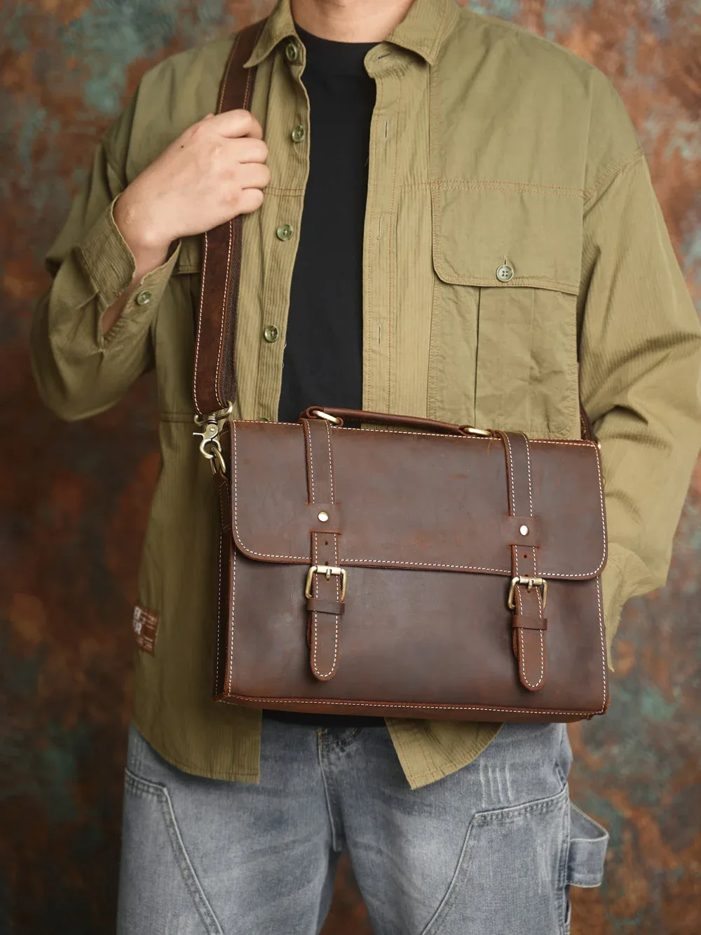 nasva-sac à main rétro en cuir véritable pour hommes, sacs pour ordinateur portable, sacs de bureau, sacs à documents, étui à bombes