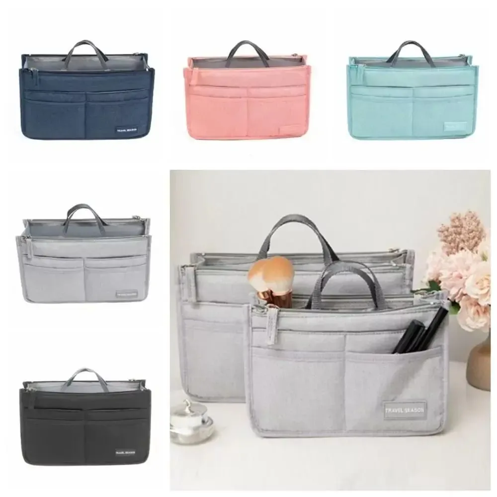 trousse de toilette de voyage en polyester durable, imperméable, avec double fermeture éclair, grande capacité, organiseur de sac, sac d'insertion
