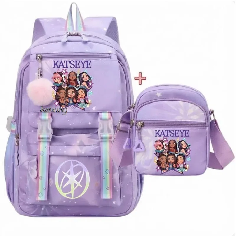sacs à dos katseye avec imprimé amusant pour étudiants, sacs à dos pour la rentrée scolaire, sacs d'école grande capacité, sacs à dos de voyage pour l'extérieur