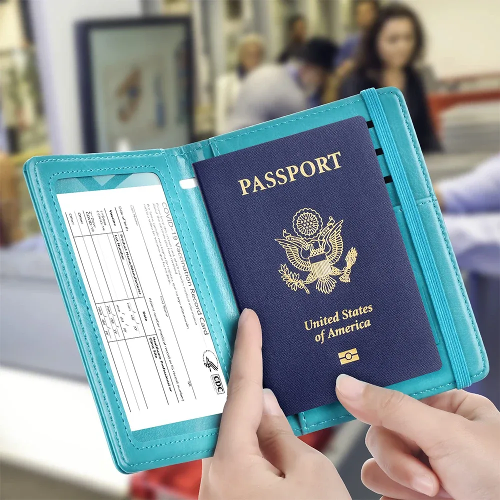 porte-passeport en cuir pu rfid pour hommes et femmes, idéal pour sécuriser, élégant pour les états-unis, portefeuille de voyage durable, organisateur de documents