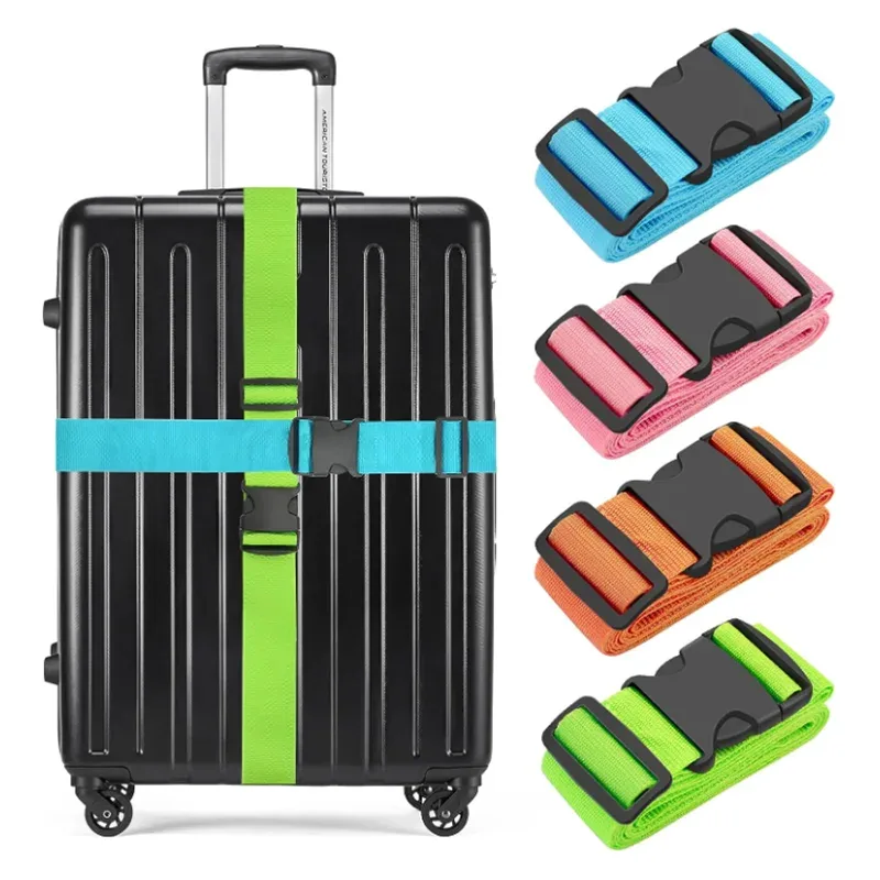 sangles de bagages de forme droite pour valise, ceinture de bagage en polyester avec boucle à dégagement réglable, accessoire de voyage