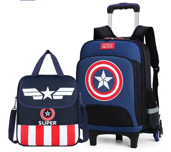 ensemble de sac à dos à roulettes pour enfants d'école primaire, avec sac à main, chariot d'école, ensemble de sacs à dos à bagages roulants pour garçons