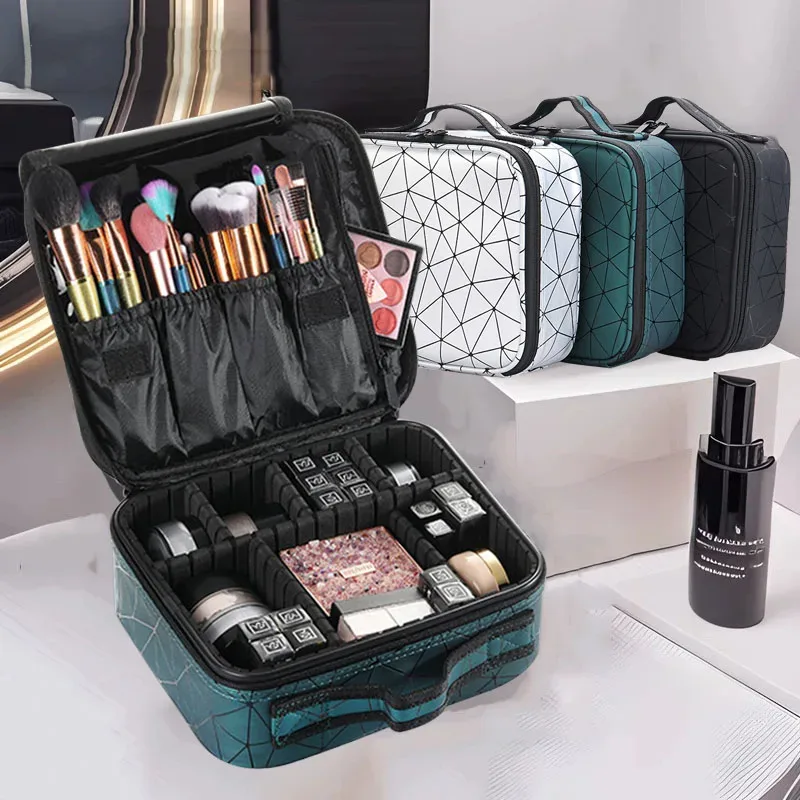 trousse de maquillage professionnelle en cuir pu pour femmes, valise à outils pour ongles, boîte à cosmétiques