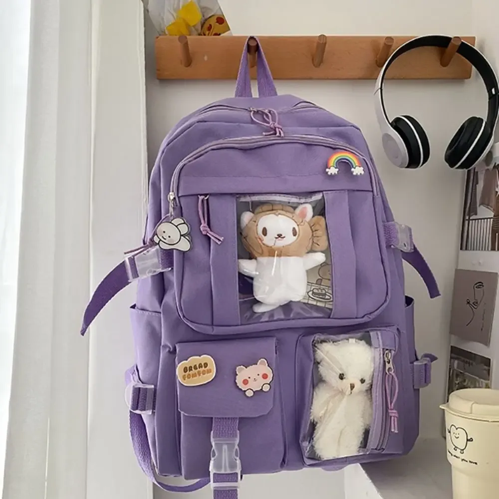 sac à dos multifonctionnel imperméable en nylon, grande capacité, sac d'école pour étudiants