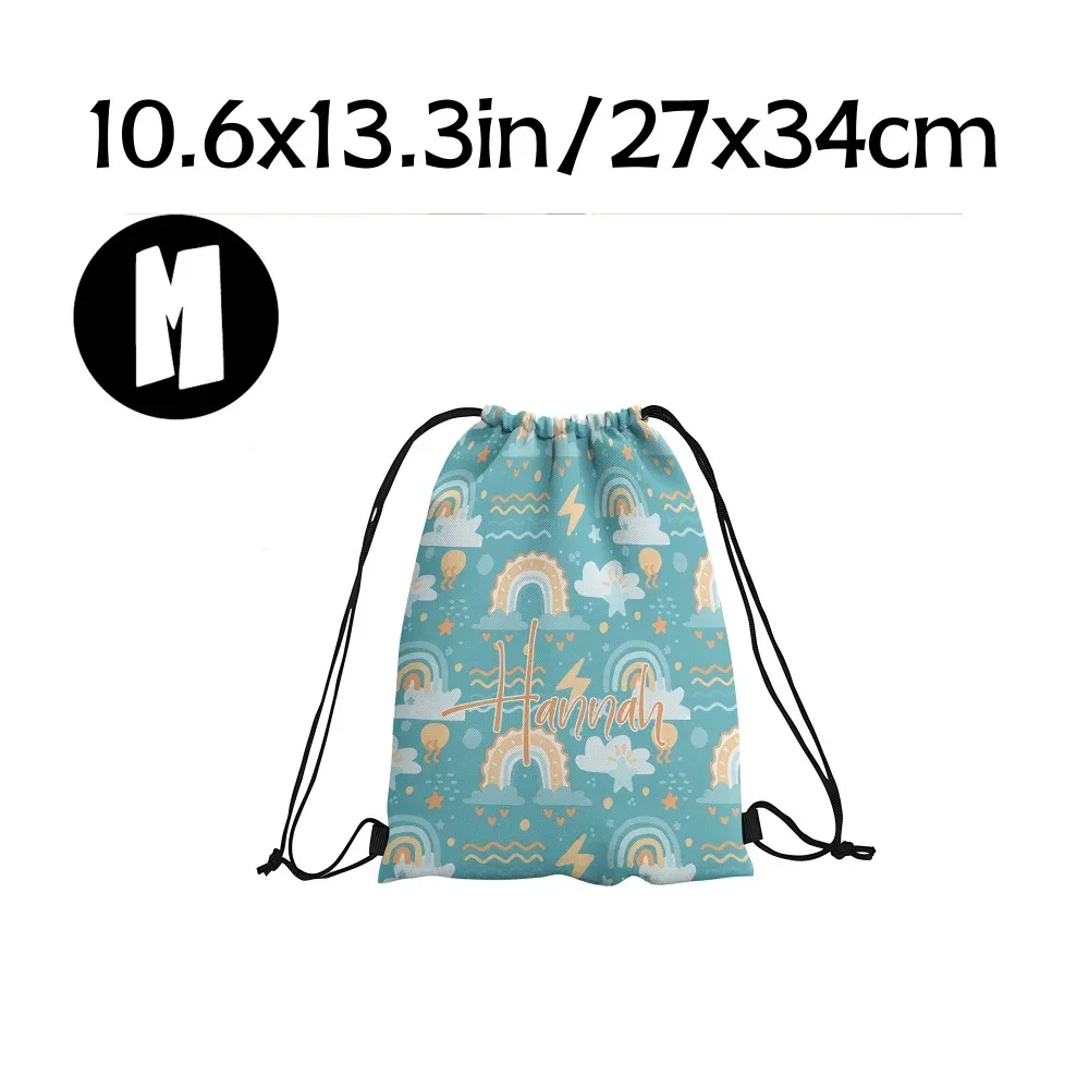 sac à dos à cordon personnalisé avec motif nuage arc-en-ciel, sac de sport pliable pour enfants, idéal pour l'école, le sport, les fêtes d'anniversaire ou comme cadeau