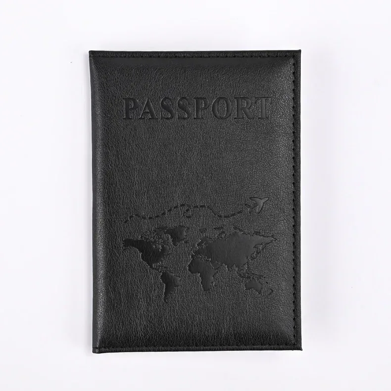 porte-passeport en pu pour femmes, motif de carte, couverture de passeport, portefeuille de voyage, clip pour billet de vol, porte-carte d'identité, accessoires de voyage