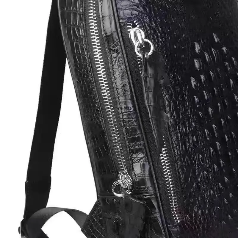sac d'affaires de luxe en peau d'alligator pour hommes, porte-documents noir véritable crocodile, sac pour ordinateur portable pour hommes d'affaires, sac à dos