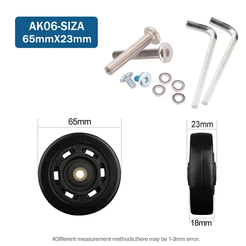 roues de rechange pour valise à bagages, axes od 36-50mm, noir de luxe avec vis, adaptées à une roulette pivotante de valise de 18 à 26 pouces