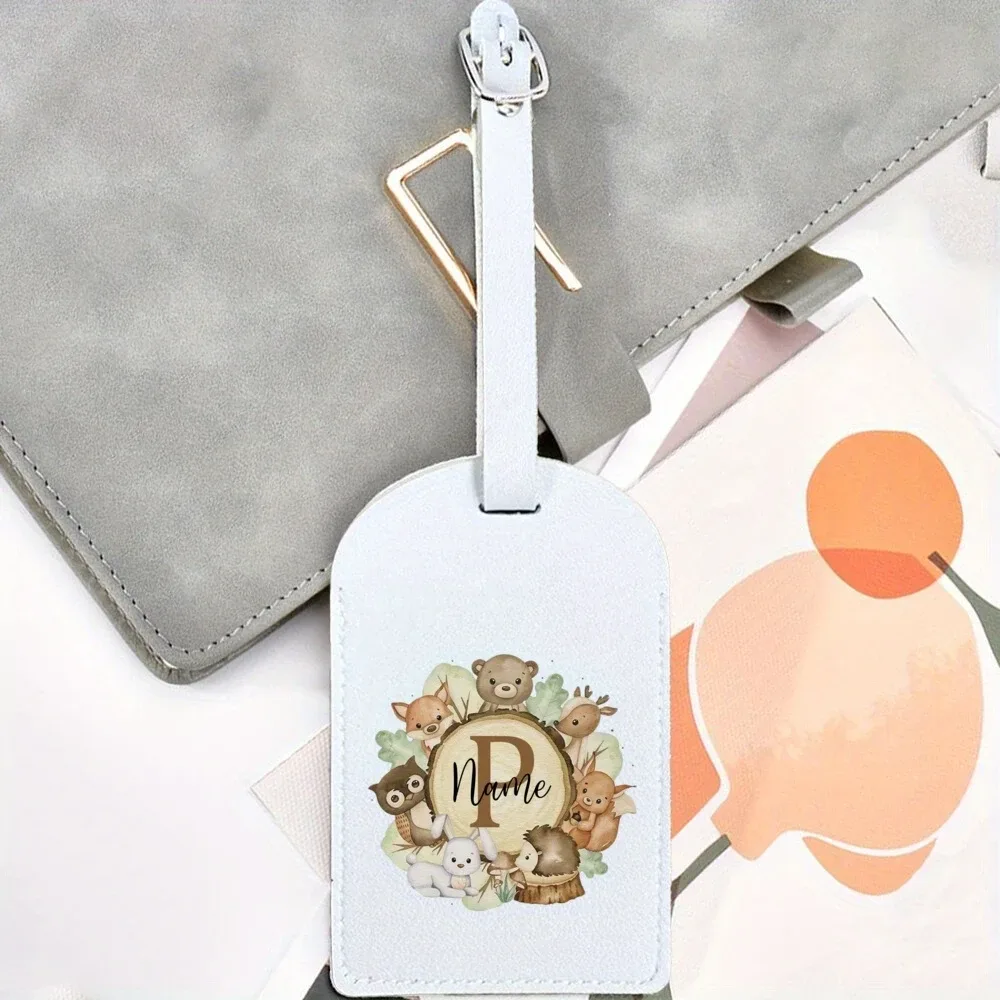 étiquette de bagage personnalisée avec nom - imprimé animal sauvage personnalisé (nom/numéro/iniciales) - identifiant de valise durable pour sacs de voyage