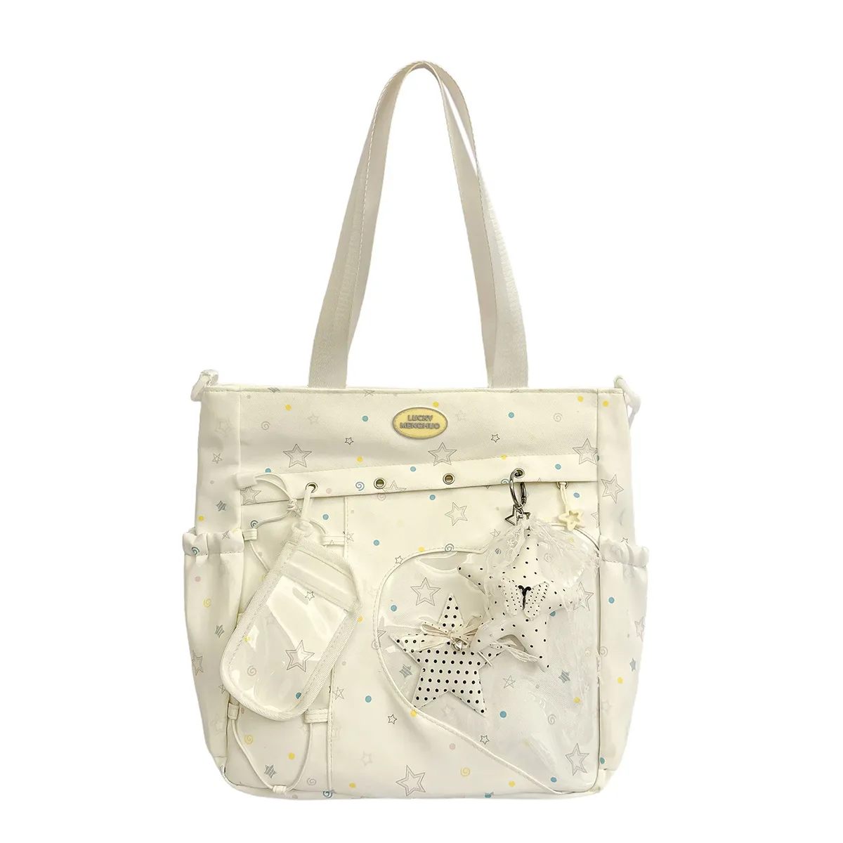 nouveau sac à dos étudiant grande capacité style japonais simple, sac de voyage en nylon imperméable imprimé étoiles, sac d'école