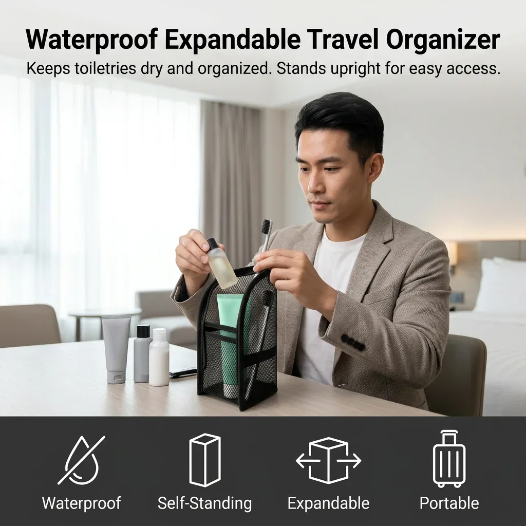trousse de toilette autoportante en eva, étanche, organisateur de voyage portable, pochette de lavage pour cosmétiques, idéale pour les voyages d'affaires et les escapades de fin de semaine.