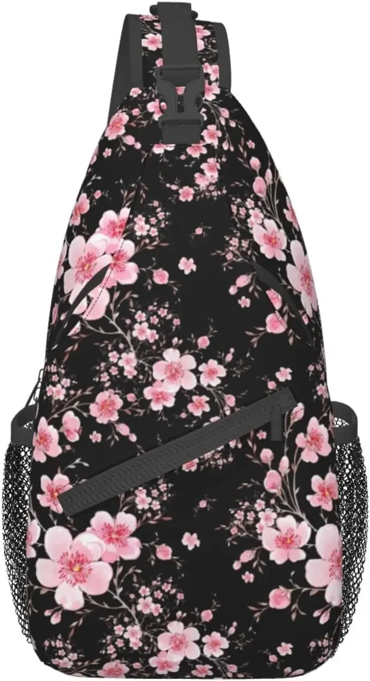fleur de cerisier bandoulière corde triangle sac à dos canfeng fronde sacs à dos voyage randonnée sac à dos corde bandoulière sac à bandoulière