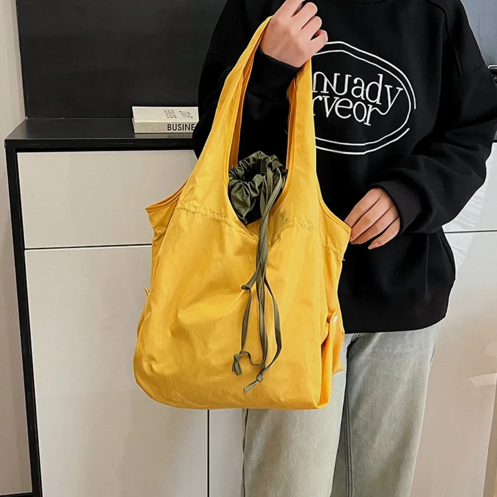sac fourre-tout décontracté réutilisable avec cordon de serrage, imperméable, grande capacité, sac de courses écologique, sacs de rangement, sac de voyage en nylon pour l'épicerie et les aliments
