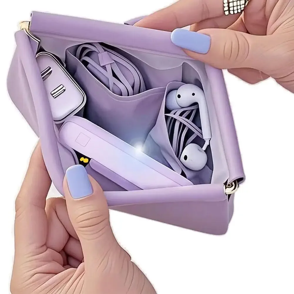sac de rangement pour balles avec fermeture automatique 11-13cm, organiseur multicouche, porte-monnaie en pu, sac de rangement pour écouteurs filaires pour le voyage
