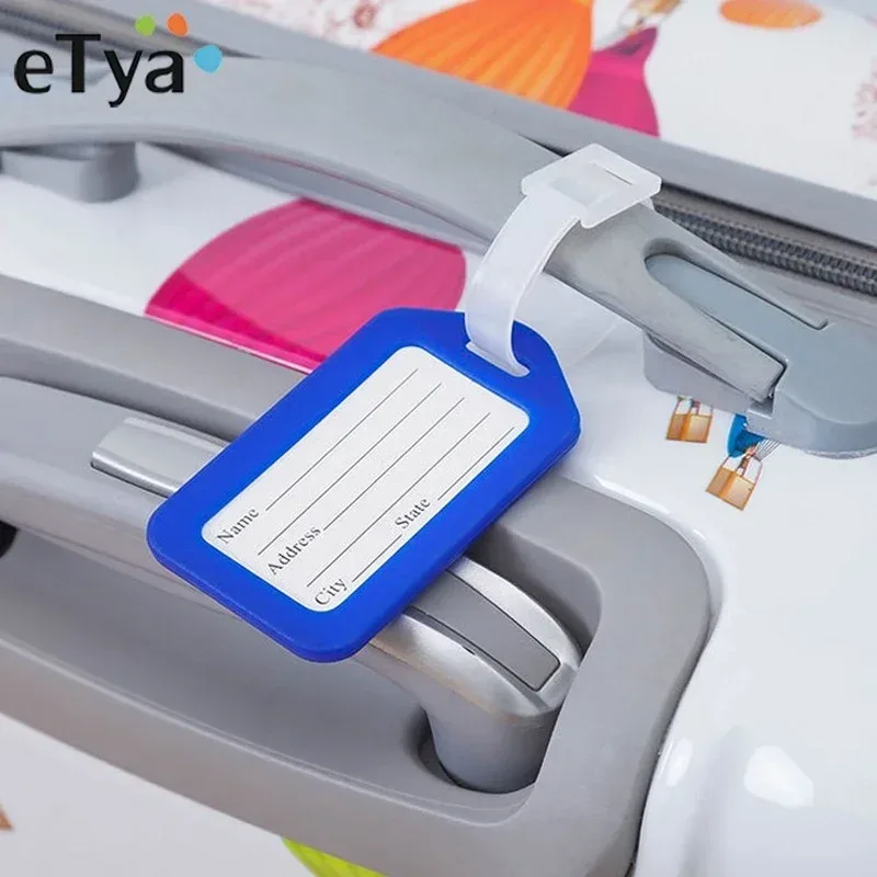 étiquette de bagage en plastique de couleur unie simple pour femmes et hommes, valise de voyage, porte-adresse d'identification, étiquettes de bagage, sac d'embarquement, étiquette portable
