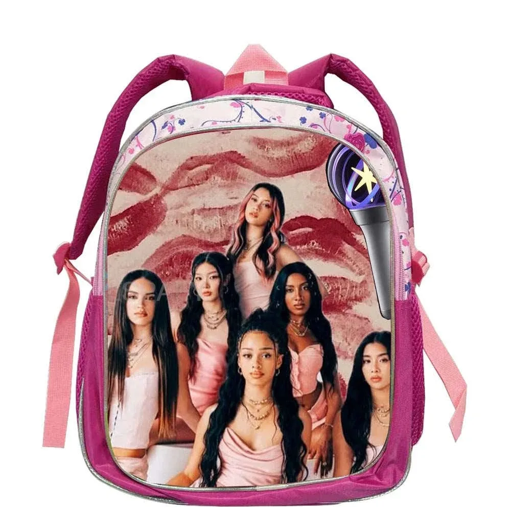 sacs à dos tendance katseye roses pour enfants, sacs d'école pour adolescentes et adolescents, sac à dos décontracté et tendance 12 pouces