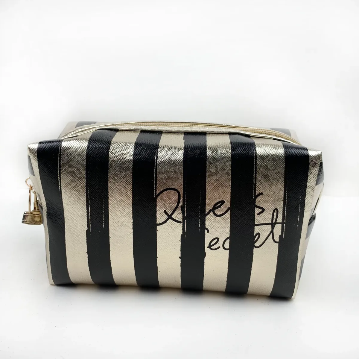 sac à cosmétiques portatif rayé, sac de rangement portable étanche de grande capacité, sac de lavage portable