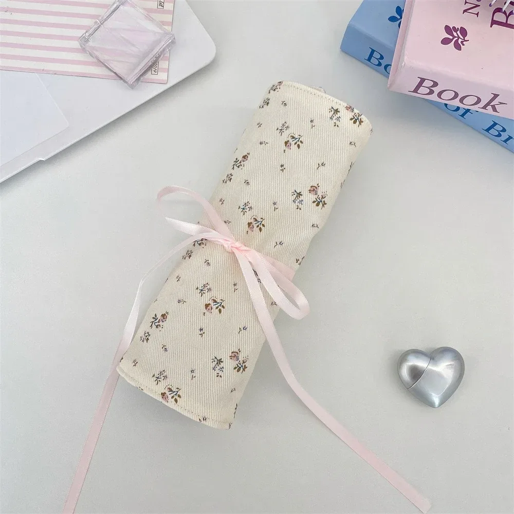 sacs de rangement de cosmétiques en tissu à motifs floraux, étui pour pinceaux de maquillage de grande capacité, sac pour femmes, porte-brosse de voyage, boîte à stylos