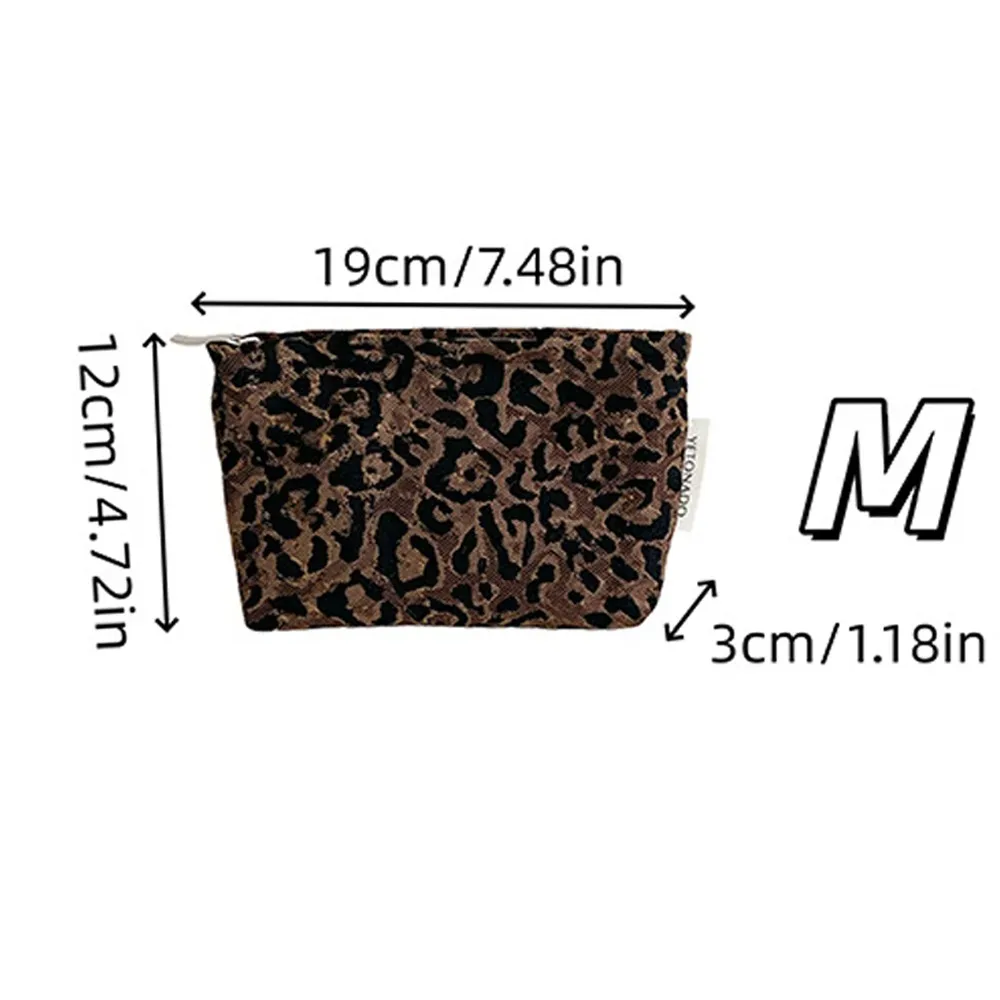 nouvelle pochette en toile de polyester grande capacité imprimé léopard trousse de maquillage portable avec fermeture éclair organisateur cosmétique pour femme