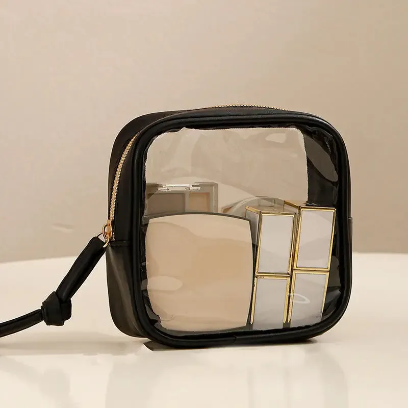 trousse de maquillage portable, grande capacité, pinceaux de maquillage, rouge à lèvres, poudre, rangement de cosmétiques de voyage, trousse de toilette, étanche, transparente