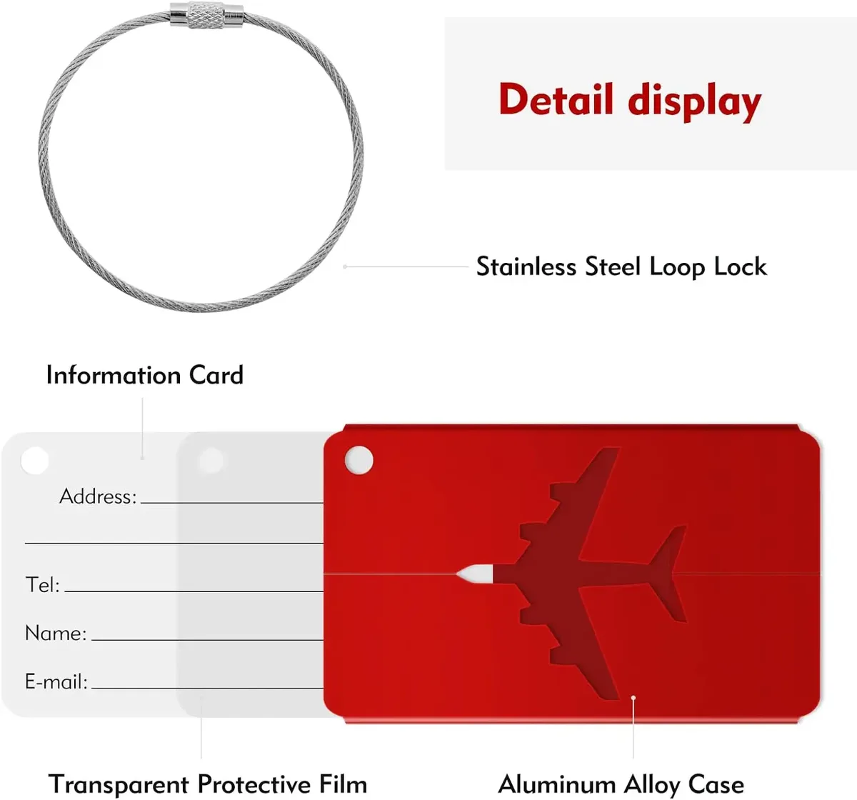 étiquette de bagage de voyage en alliage d'aluminium, étiquette de valise, étiquette d'avion avec nom, anti-perte, accessoires de voyage couleur unie